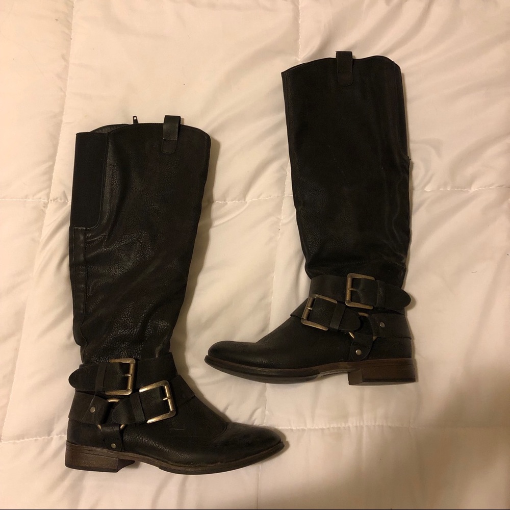 Black tall boots! Suede material